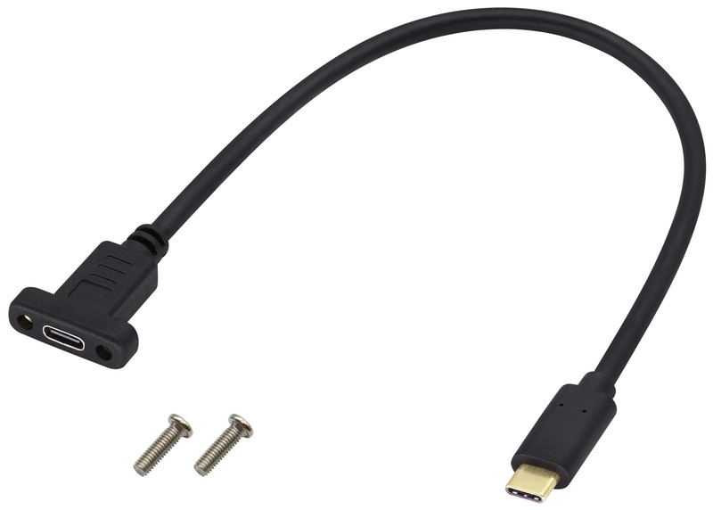 USB Type C Panel Mount Adapter Cable USB-C 3.1 Gen2 Male to USB C Female 0.3M gallery