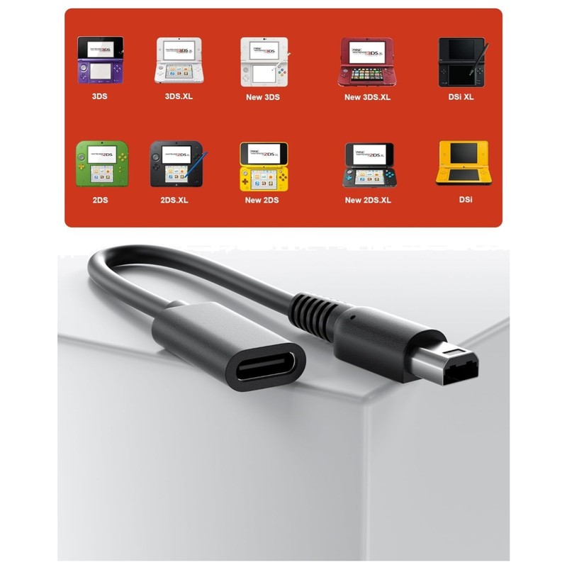 Dual Mode USB-C Charging Cable for 3DS/2DS Series