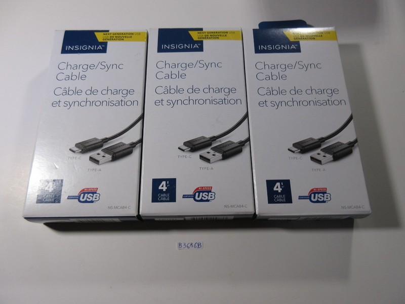 Lot of 3 Insignia 4ft. USB C Charge/Sync Cable NS-MCAB4-C gallery