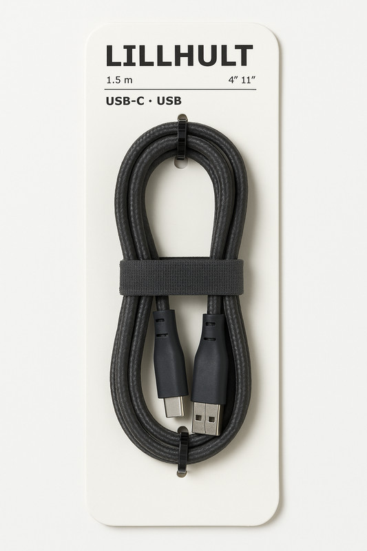 IKEA Lillhult USB-C Cable 4’11” Durable Charging Cord Black Grey