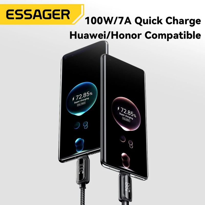 Essager 100W Type C Digital Display Cable 7A Fast Charging USB C Data Cord For M gallery