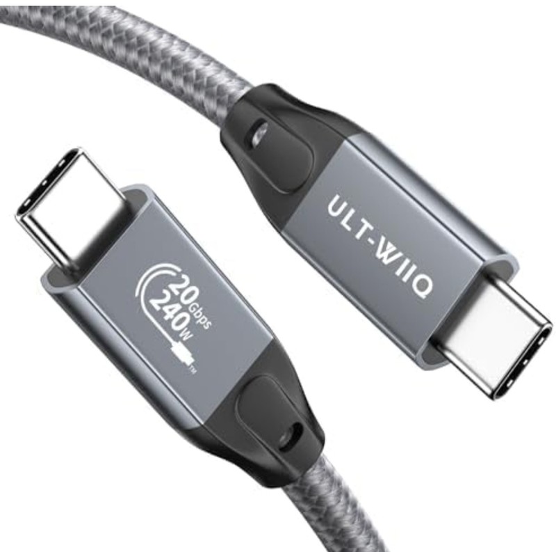 6FT Nylon Braided USB C to USB C 3.2 Gen 2 x 2 Video Cable for Monitor, 240W