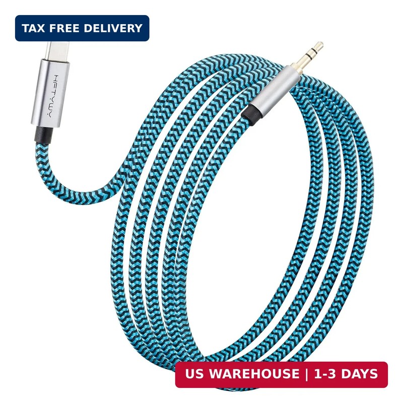 Aux to USB C Cable, 4ft Nylon Braided Type C to 3.5mm Audio Cord for Car Stereo, gallery