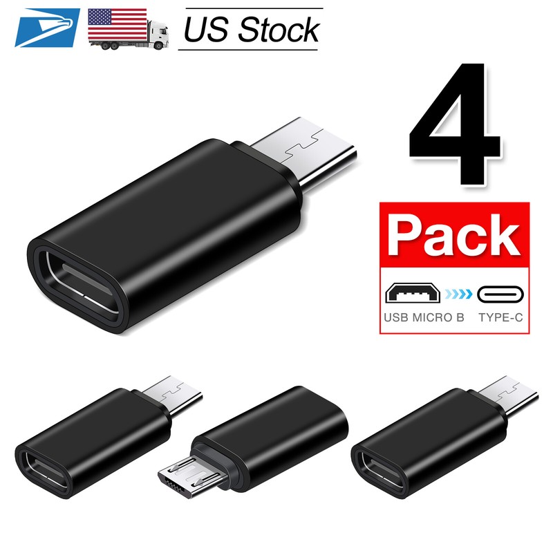 4 Pack USB 3.1 Type C Female to Micro USB Male Adapter Converter Connector USB-C