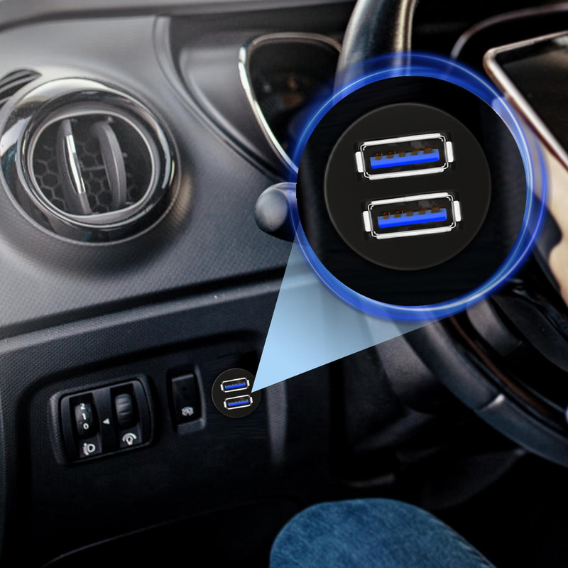 Double Ports USB 3.0 Car Flush Mount Cable USB Dash Mount Adapter | Male gallery