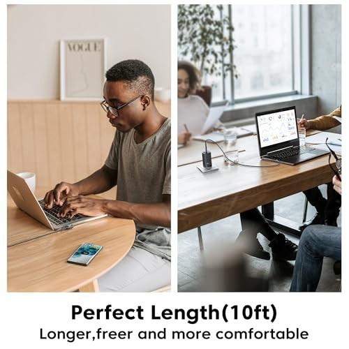 10ft USB C to USB C Charger Cable 60W - Right Angle Fast Charging Cord, 2-Pack f gallery