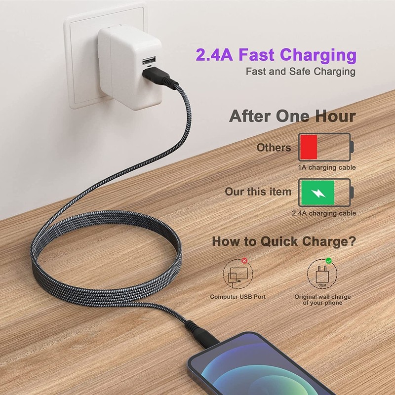 3-pack 10Ft Fast Charger For iPhone 14 13 12 11 X XR/Pro Max Cable Braided Nylon gallery