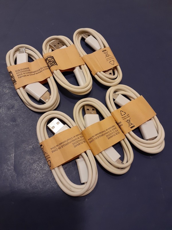Lot of Six (6) 3 ft (1 m) USB to Micro USB Adapter Cables White