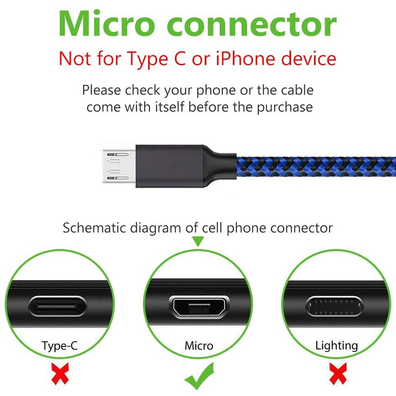 Micro USB Cable, 3Pack 6FT Android Charger Cord Long Braided Sync Fast Chargi... gallery