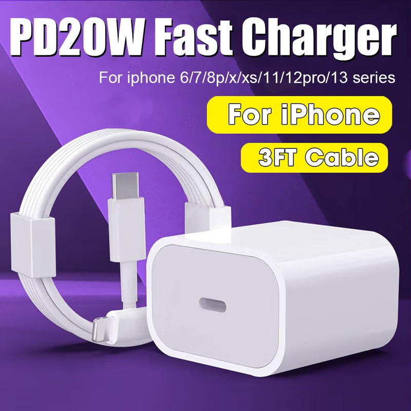 ⚡20W USB-C Fast Charger PD Adapter &Cable For iPhone 13 14/12/8/10 XR X Pro iPad