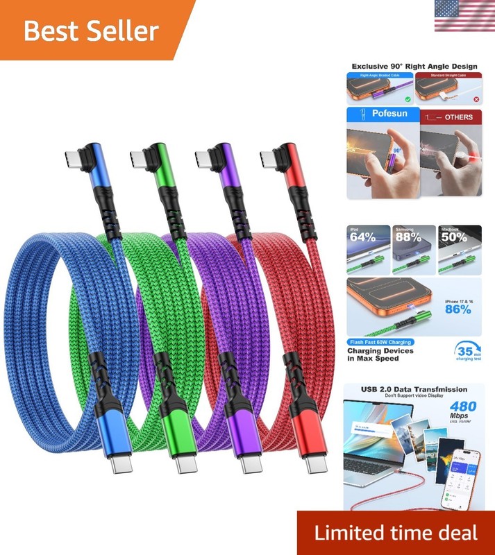 Multi-Device 10ft USB C to C Cable 4-Pack – Fast Charging & Data Transfer