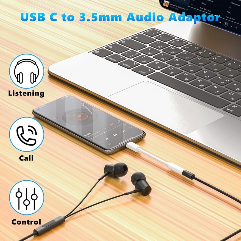 USB-C Type C Adapter Port to 3.5MM Aux Audio Jack Earphone Headphone Cable USB gallery
