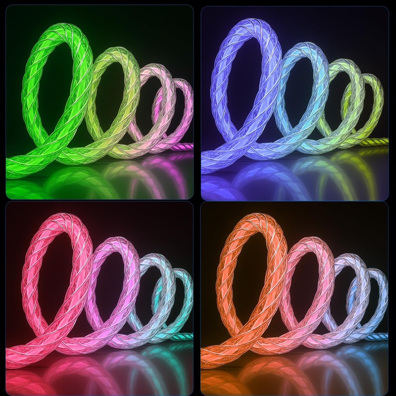 USB to USB Cable, 60W RGB Colorful Gradual Light up Fast Charging Cable for i... gallery
