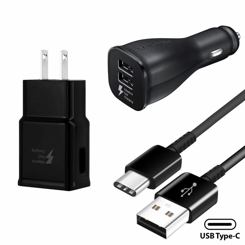 Original Samsung Galaxy Note 8 S8 S9 Plus Fast Car Wall Charger 4FT Type-C Cable