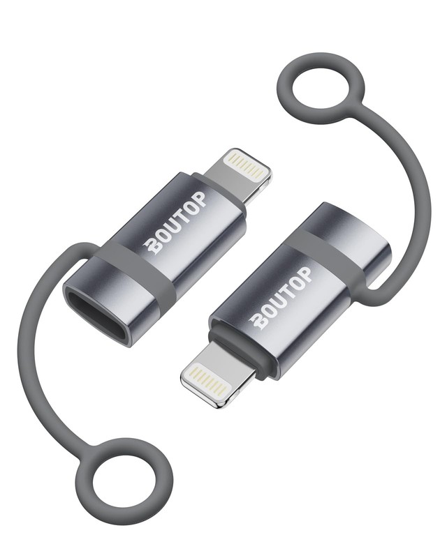 BOUTOP [MFi Certified] USB C to Lightning Adapter Support 36W 2 Packs, Gray