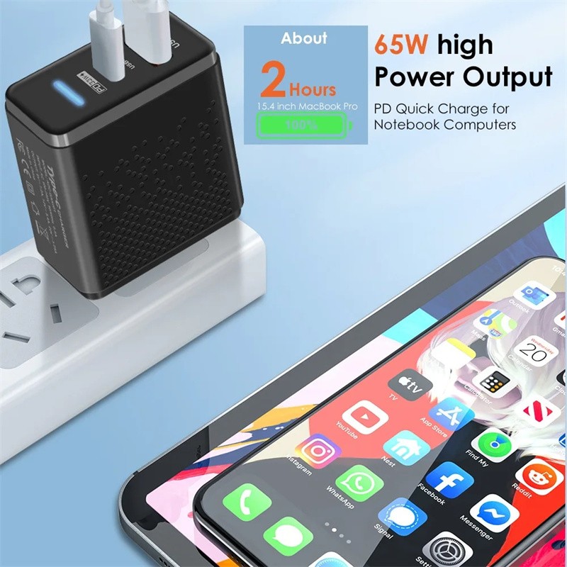 65W Fast Charging USB Type C Wall Charger For iPhone 17 16 15 14 13 12 Pro Max gallery
