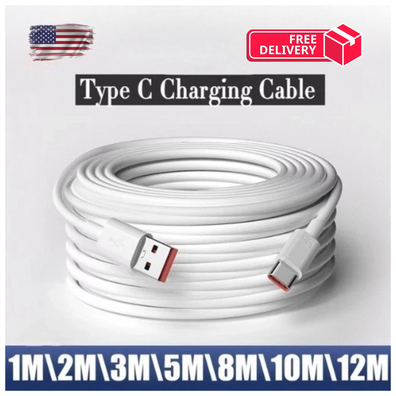 Heavy Duty USB Type C Charging Cable Fast Phone Charger Long Lead 2m to 14m