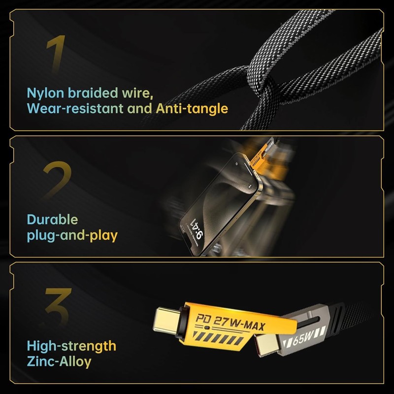 4 in 1 Mecha Fast Charging Data Cable Cord PD 27W For All Models 4 Ports Switch* gallery