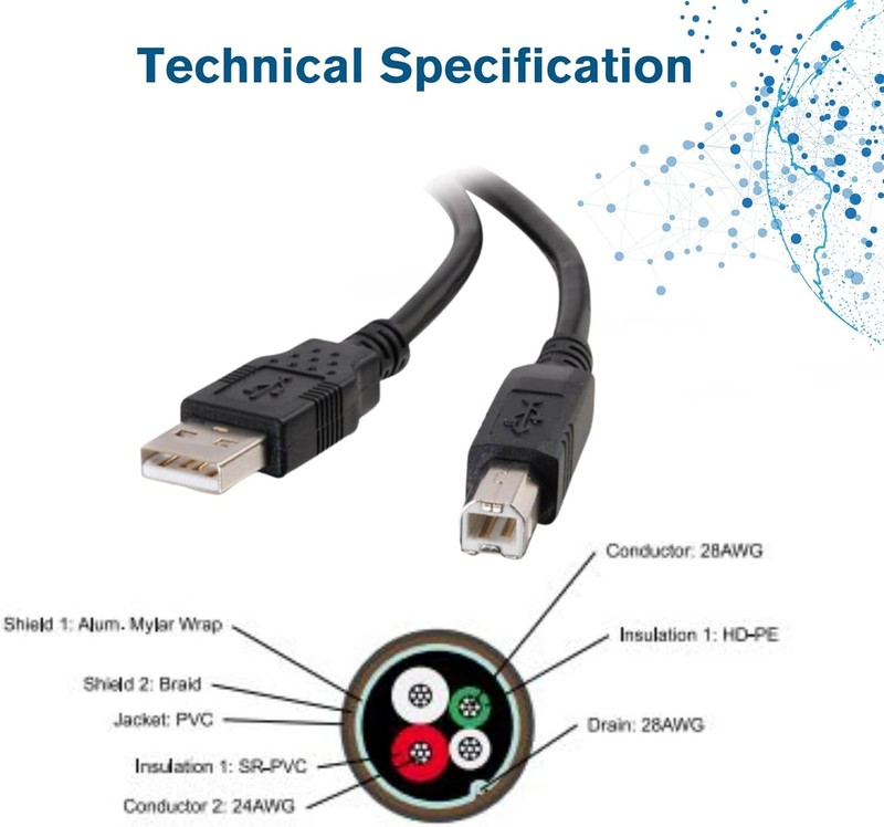 USB Cable, USB 2.0 Cable, USB A to B Cable, 3.28 Feet 1 Meter, Black, Cables ... gallery