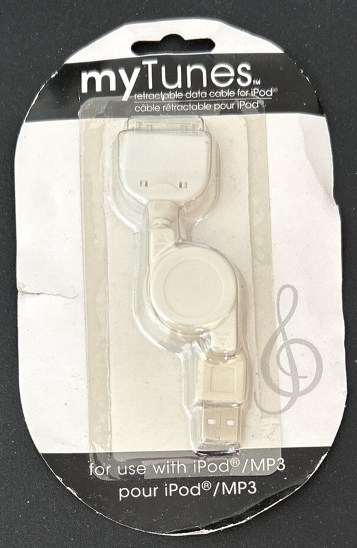 myTunes Retractable Data Cable For iPod/MP3 Player Transfer Music Pictures Data