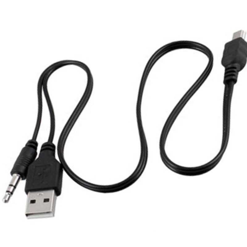 Mini USB To USB & 3.5MM (2 IN 1) Audio Jack Charge Cable For MP3 & MP4 Speakers gallery