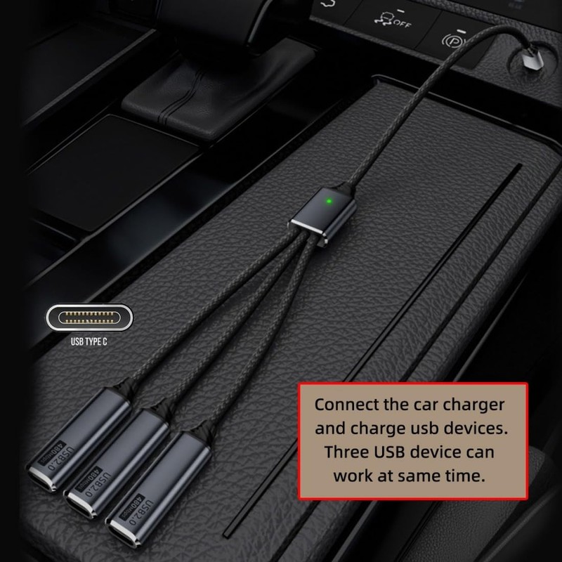 3 in 1 USB 2.0 Splitter Cable,USB 1 to 3 HUB Cable Power/Data/OTG ,,Laptop 0.... gallery