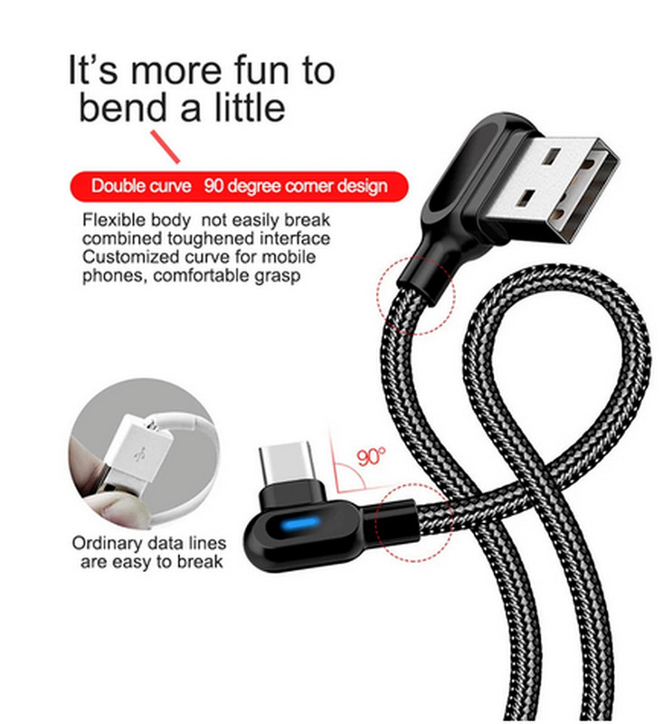 6x 3/6Ft Type USB-C Fast Charge Cable 90 Degree For Samsung Charging Data Cord gallery