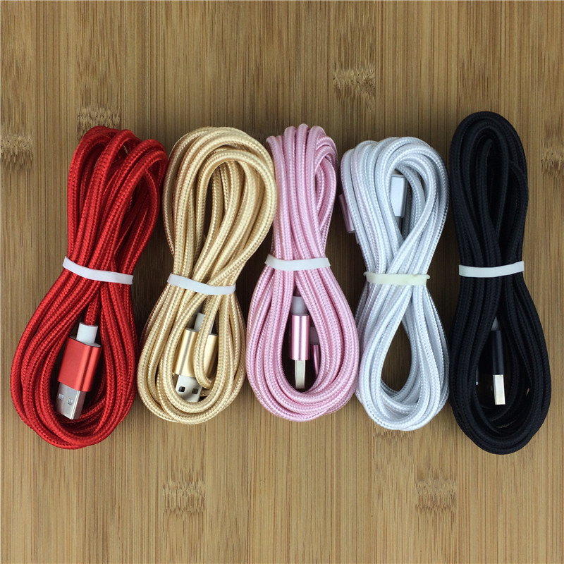 Fast Charge 1M 2M 3M Aluminum Alloy Braided Data Cable For i phone Random Color