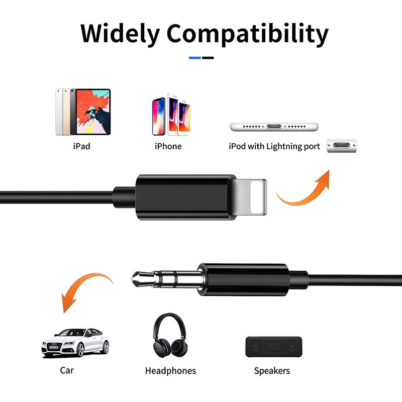 IPhone 7 8 X XR 11 12 13 Pro Max 8 Pin to 3.5mm AUX Audio Car Adapter Cord lot gallery