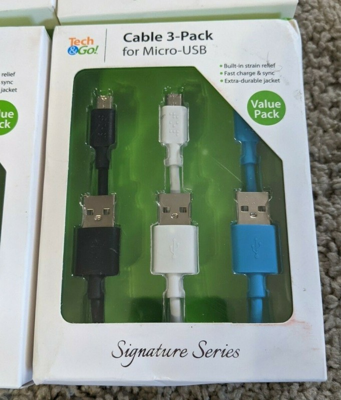 6 x 3-Pack Tech & Go Cable Micro USB 3ft Cables Android Value Pack, Android gallery
