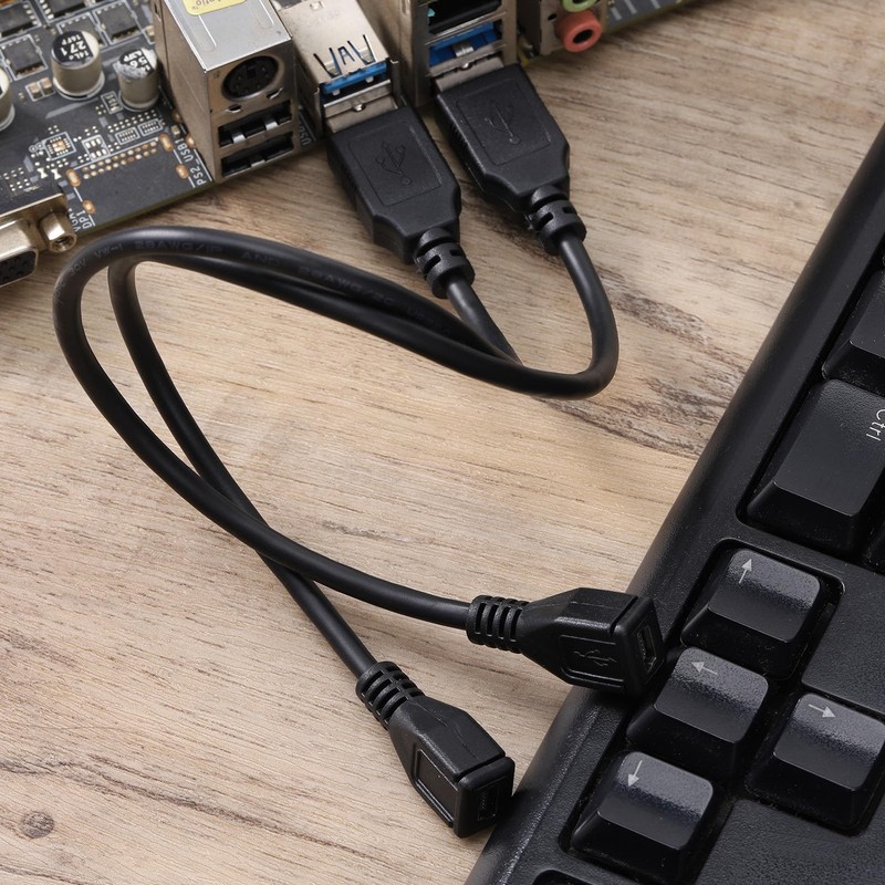 2 Pack 11.4 Inch 5 Pin Mini USB B Female to USB A Male Data Cable Adapter gallery