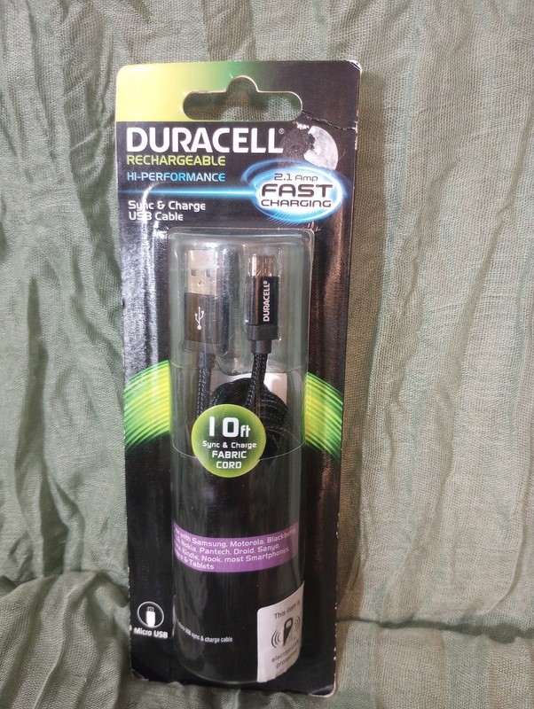Duracell Rechargeable Hi-performance Sync & Charge USB cable 10ft New PRO440 a4