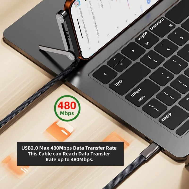 2in1 240W Fast Charging Cord For iPhone 17 With Phone Stand Invisible Holder Lot gallery