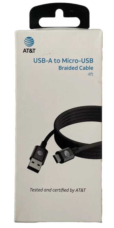 AT&T, USB-A To Micro-USB Braided Cable, 4’