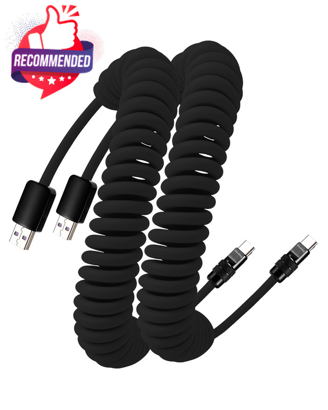 Curly Chubby 120w Silicone Coiled Usb C Cable 2 Pack 240h Sag-free Coiled Fast