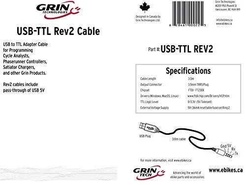 ✅ GRIN TTL USB Programing Cable Wire Control Baserunner Phaserunner Cycle Analys gallery