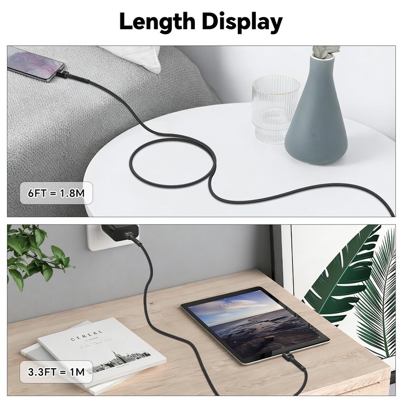 2 Pack USB C to C Cable 6FT 60W Fast Charging Type C Cord White Power Lead gallery