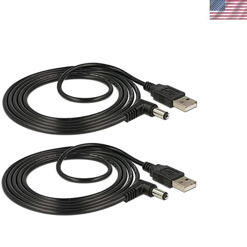 Power Your Devices with USB 2.0 A Male to 5.5mm Right Angle Plug – 2 Pack