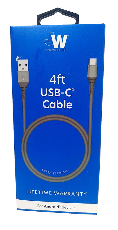 JUST WIRELESS ~4 FT USB-C CABLE ~EXTRA STRENGTH