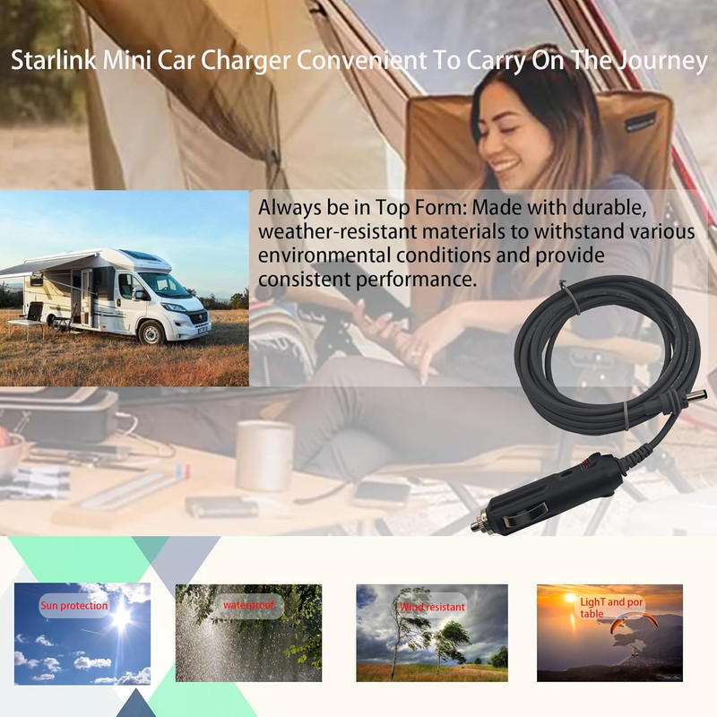 3 in 1 Starlink Mini Cable 10FT/ 3M, High-Speed USB C/Car Charger/Dc to DC,3 Cha gallery