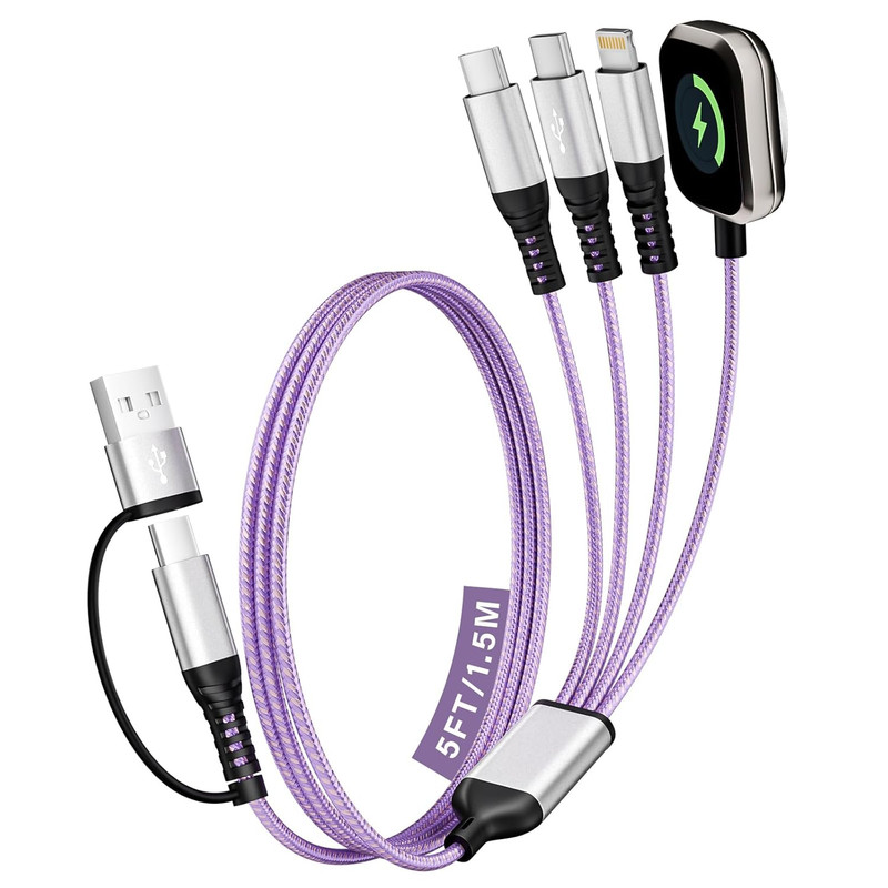 Cruise Travel Essentials 2026, Dual USB C 4 in 2 Charging Cord 5 FT, USB A/C Inp