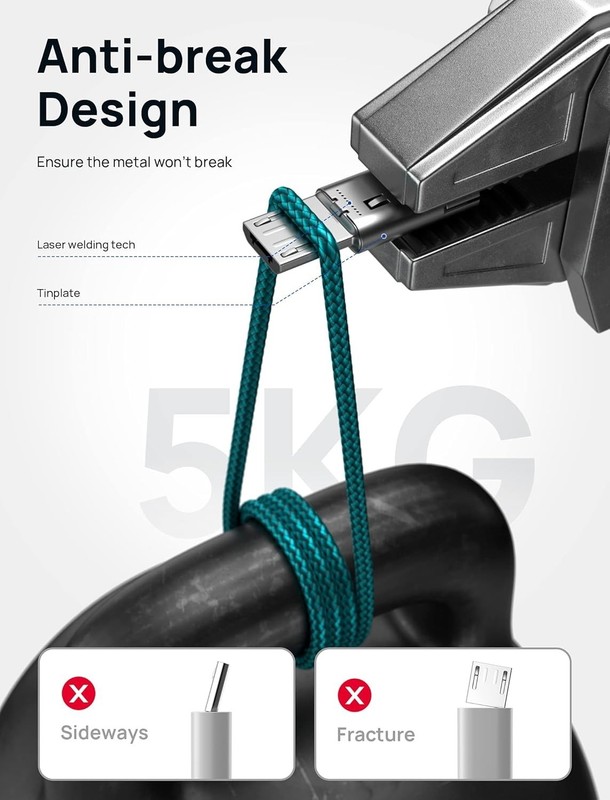 JSAUX Micro‑USB Cable 3‑Pack – Blue Braided (3.3ft + 6.6ft + 10ft) gallery