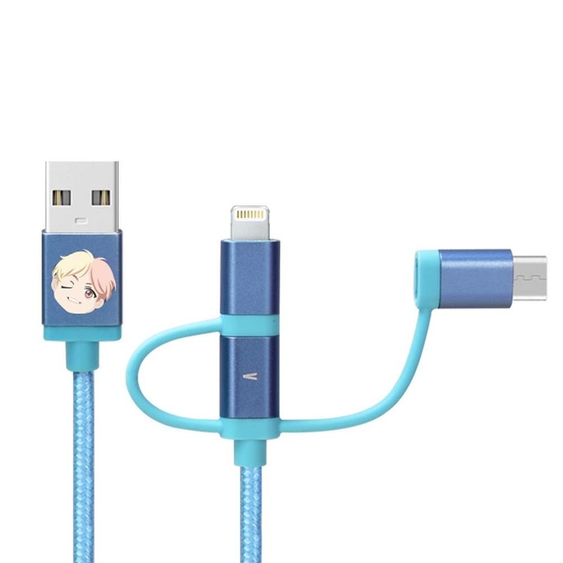 Character Cables TinyTAN 3in1 Cable V (USB-A to USB-C, Micro USB, MFI Certifi...
