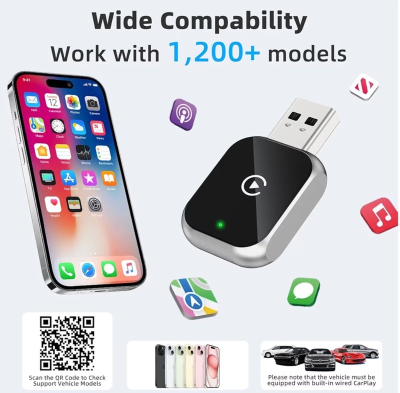 Wireless CarPlay Adapter for iPhone, Convert Wired to Wireless Apple CarPlay ... gallery