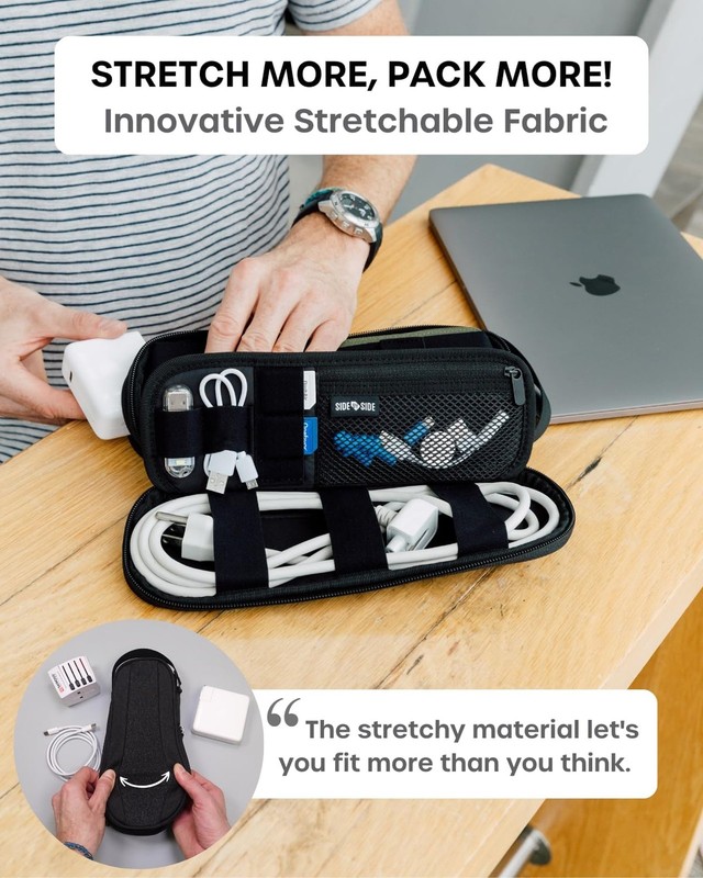 SIDE BY SIDE Electronics Organizer Travel Case for Cables, Charger,... Fast Ship gallery