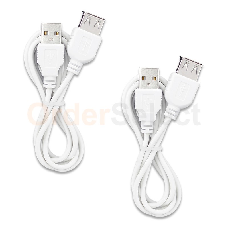2X USB Extension Cable Cord M-F for Apple iPhone 6 6S 7 7+ 8 8+ X XR XS MAX