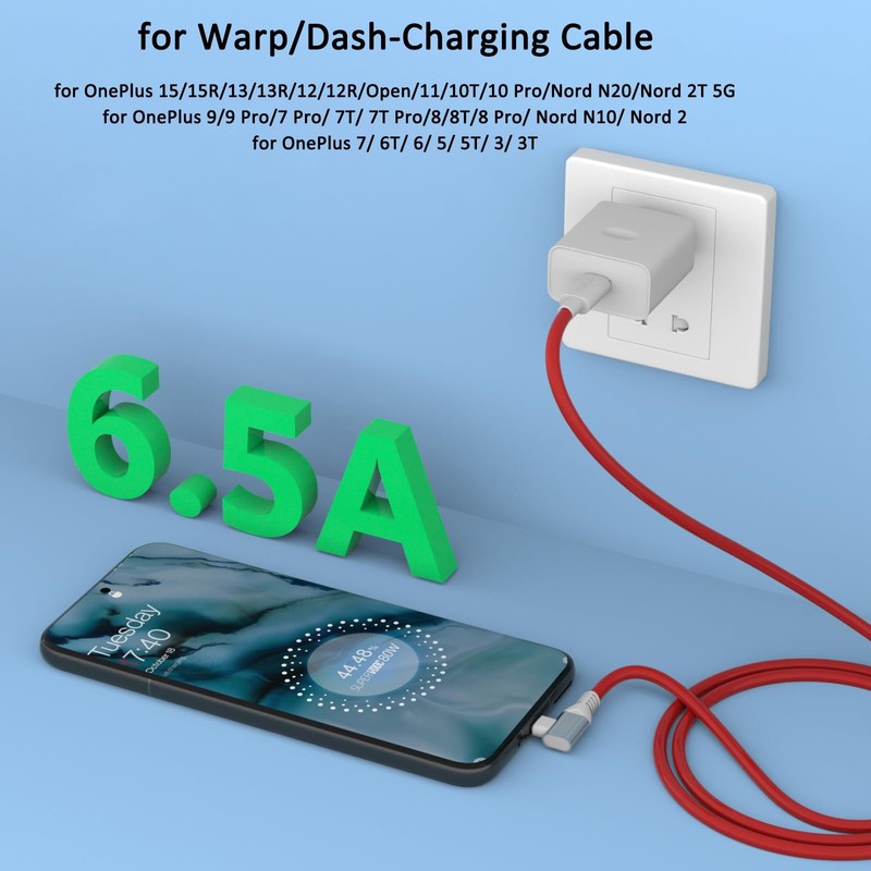 USB C Charging Cable 125W for OnePlus 10T 9 Pro 65W for Warp-Charging Cable 6... gallery