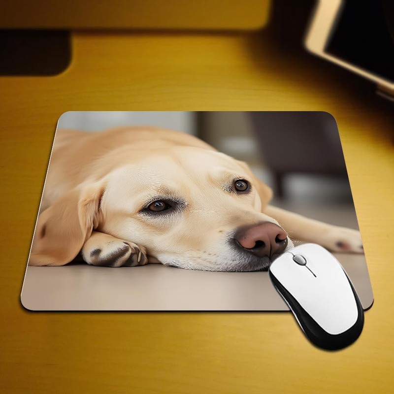 Gaming Mouse Pad Yellow Labrador Retriever is Waiting at Home Non-Slip Rubber... gallery