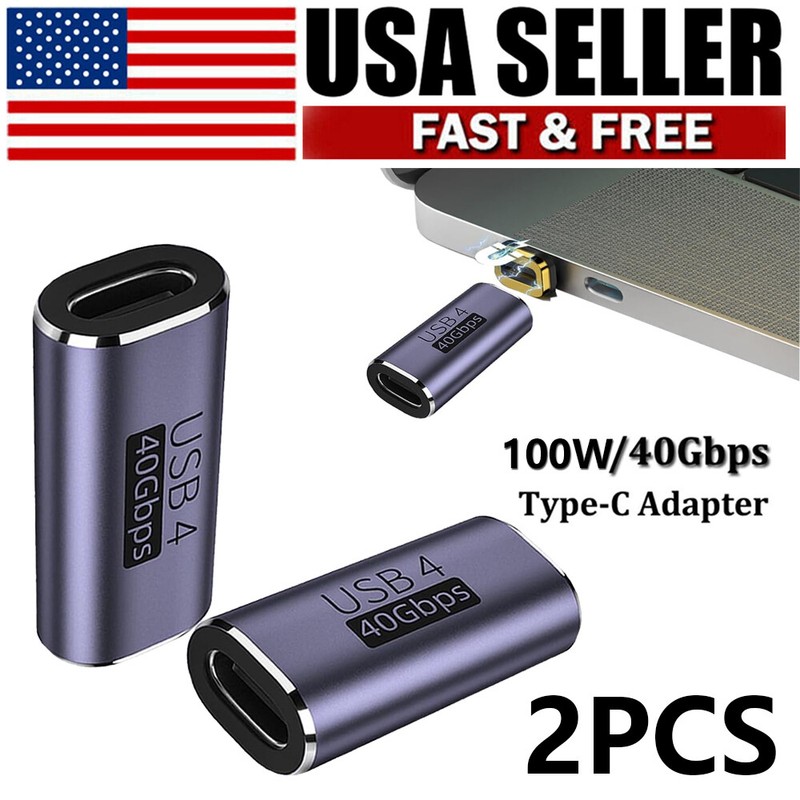 2Pcs USB Type C Female to Female Adapter Coupler 100W 8K 40Gbps for Thunderbolt