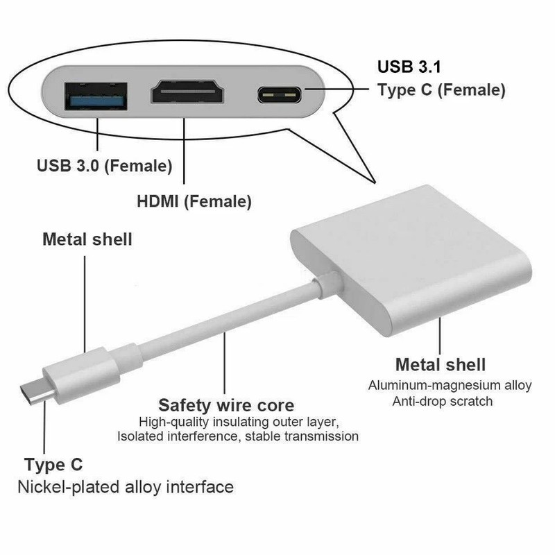 Type C USB 3.1 to USB-C 4K HDMI USB 3.0 Adaptr 3 in 1 Hub For Macbok Pro Special gallery
